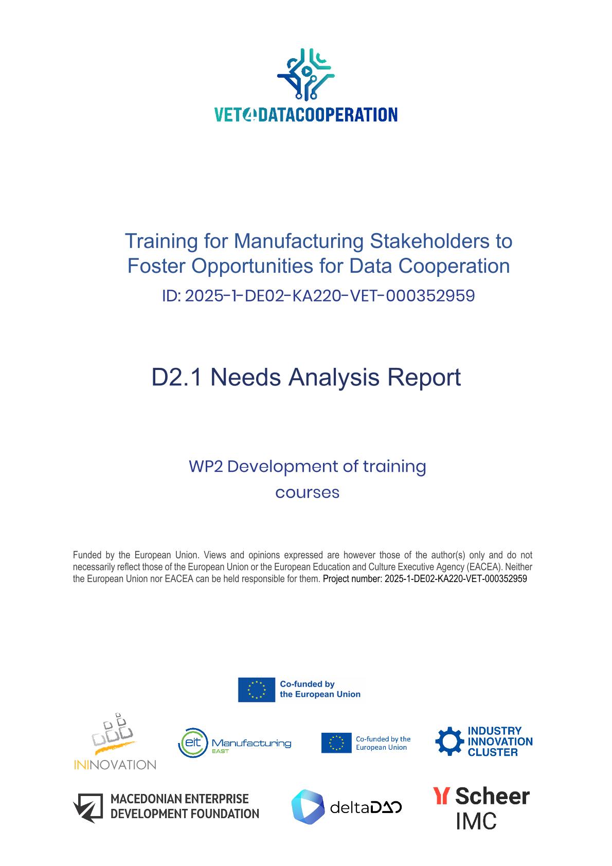 Needs Analysis Title Page